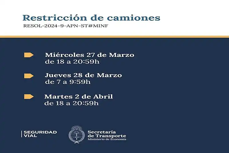 Restricción de camiones en rutas nacionales y accesos al AMBA para ...
