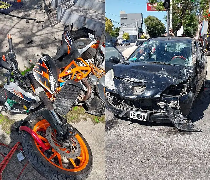 Un auto perdió el control e impactó contra una moto en Del Valle y 9 de ...