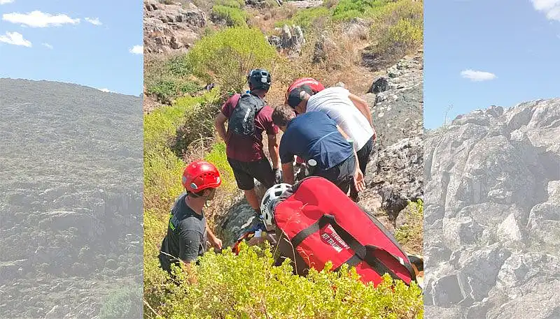 Un ciclista debió ser rescatado tras caer en la zona de La Cascada