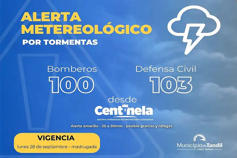 dos Emitieron un alerta amarillo por tormentas para Tandil y la región