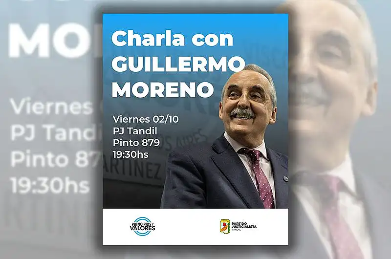 Guillermo Moreno brindará una charla este viernes en el PJ Tandil
