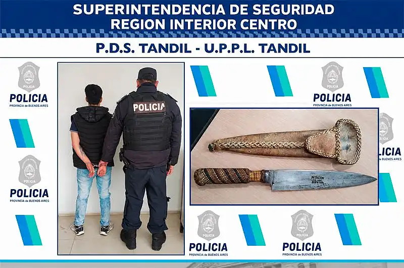 Amenazó a policías con un cuchillo durante un procedimiento y terminó aprehendido