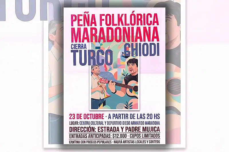 Peña folklórica maradoniana, con el Turco Chiodi